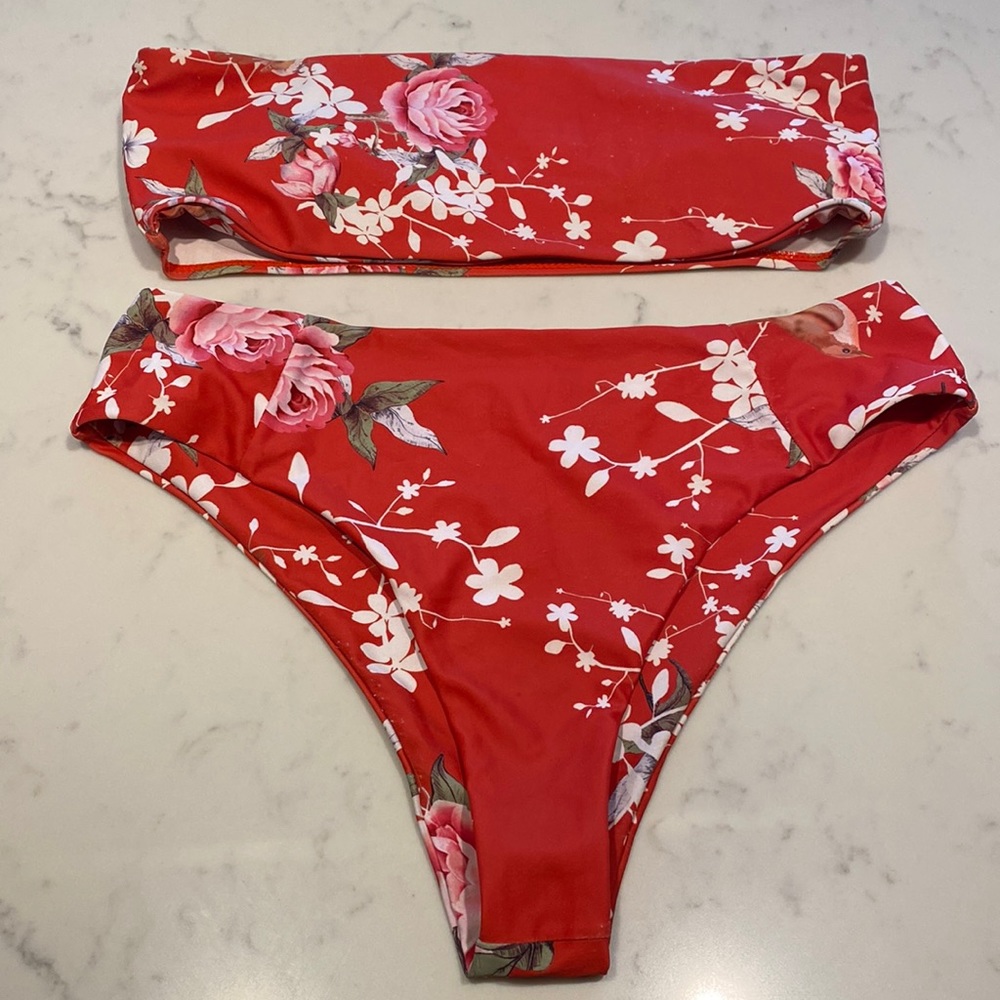 Red Floral Bikini